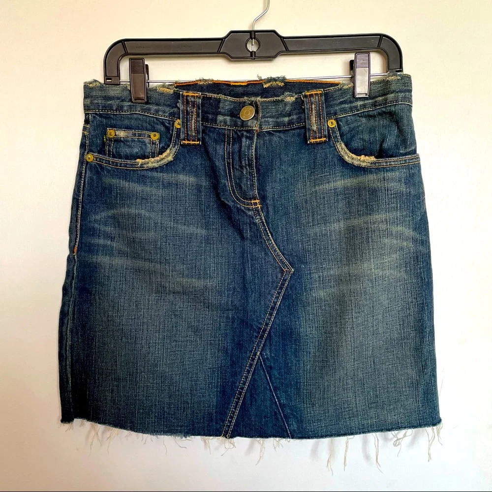 J. Crew Distressed Denim Mini Skirt - Size 28 - Picture 1 of 8